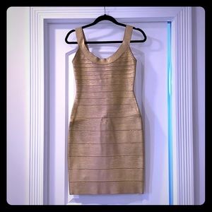 Gold Herve Leger dress